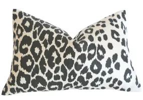 10 Sizes Available: Charcoal Iconic Leopard Decorative Pillow Cover, DOUBLE SIDED, Iconic Leopard Schumacher Accent Pillow Cover