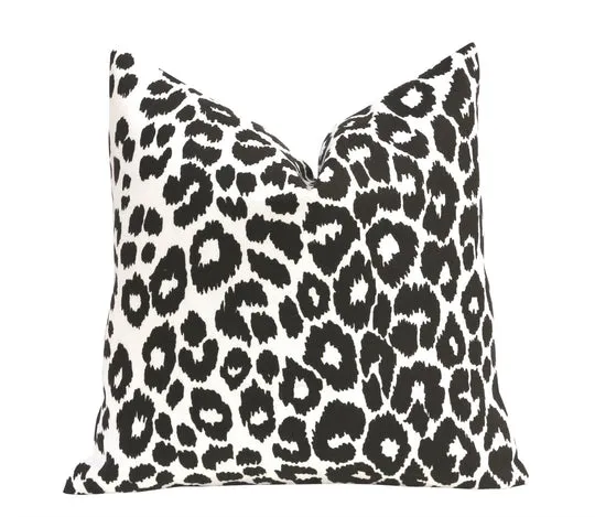 10 Sizes Available: Charcoal Iconic Leopard Decorative Pillow Cover, DOUBLE SIDED, Iconic Leopard Schumacher Accent Pillow Cover