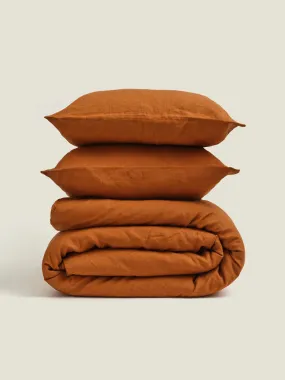 100% Linen Duvet Set in Tobacco