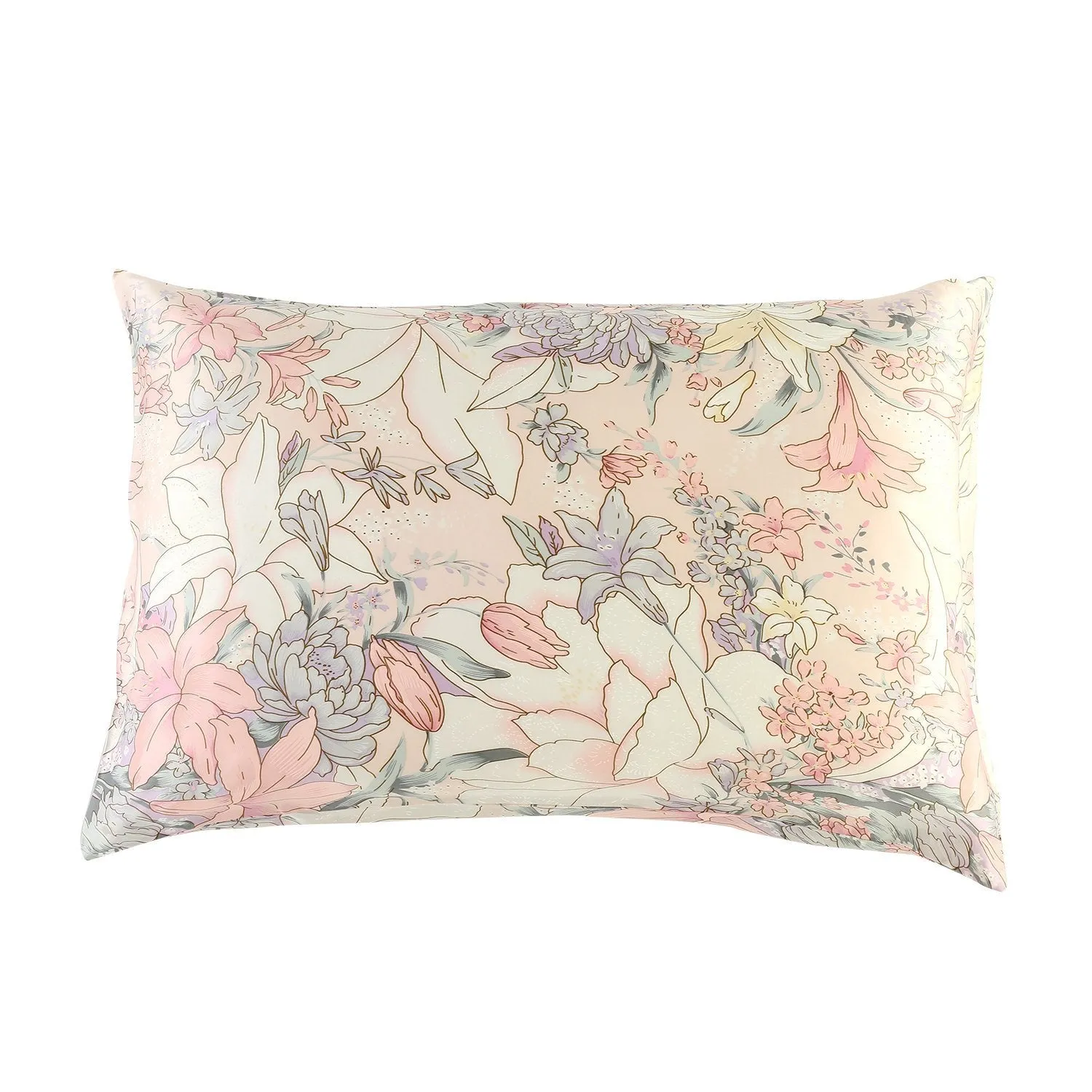 100% Silk Pillowcase Pink with Lily Print PC35