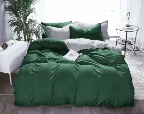 1000TC Reversible King Size Green and Grey Duvet Quilt Cover Set