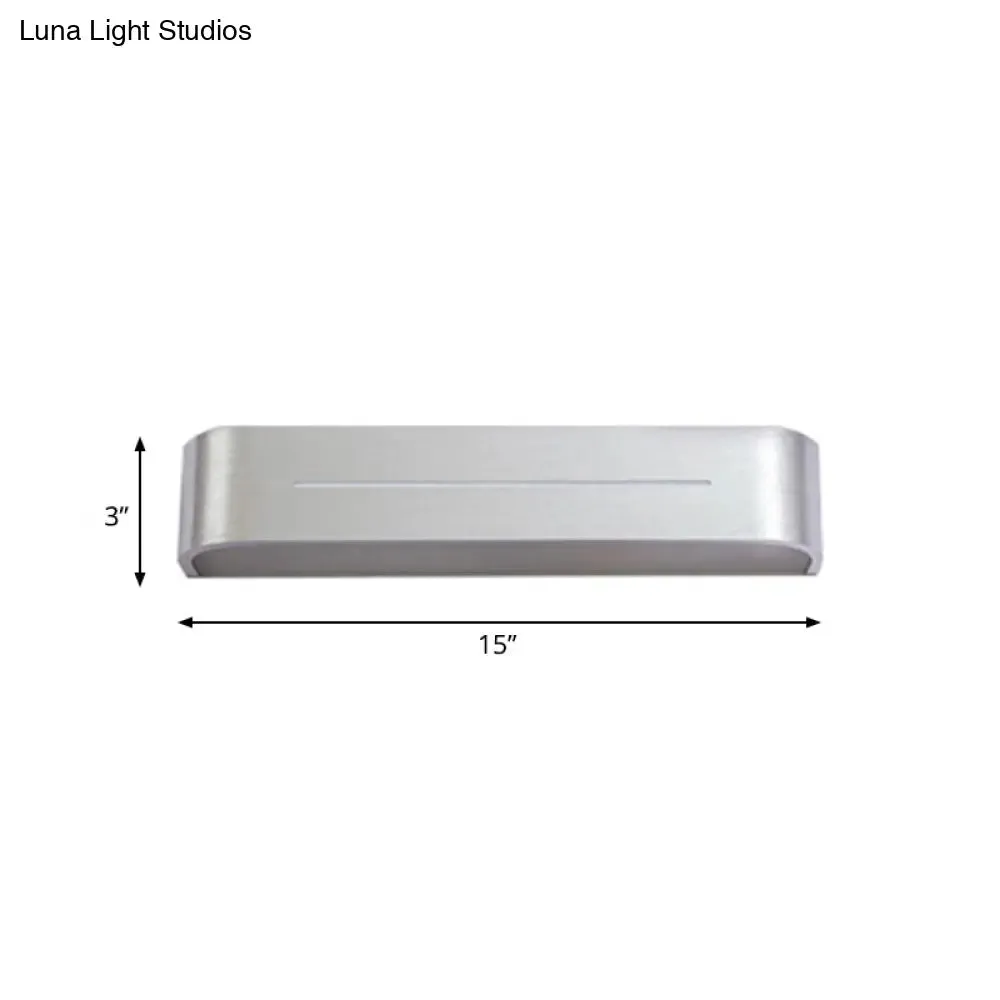 11"/15" Modern LED Wall Washer Light - Silver Rectangular Sconce Fixture with Aluminum Shade, Warm/White Light