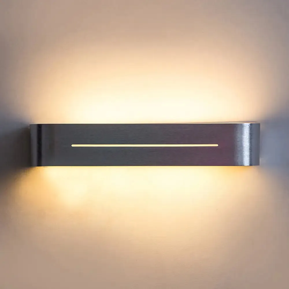 11"/15" Modern LED Wall Washer Light - Silver Rectangular Sconce Fixture with Aluminum Shade, Warm/White Light