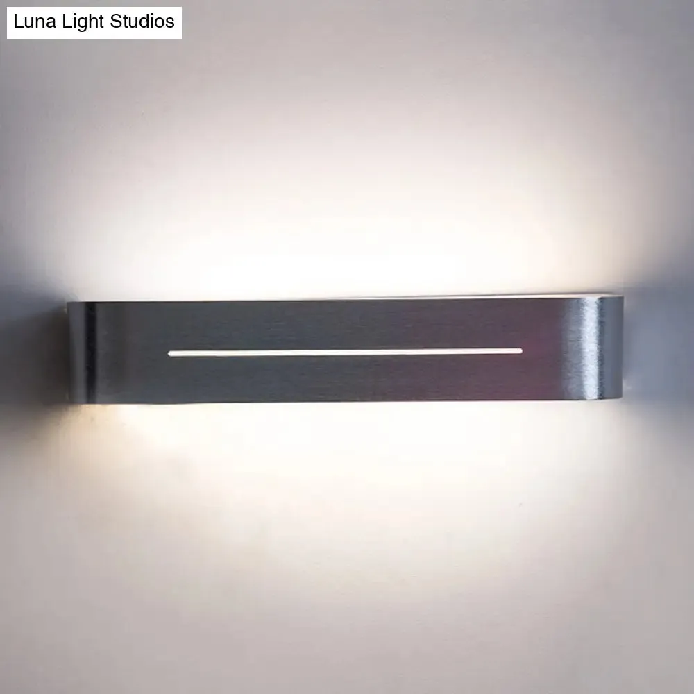 11"/15" Modern LED Wall Washer Light - Silver Rectangular Sconce Fixture with Aluminum Shade, Warm/White Light