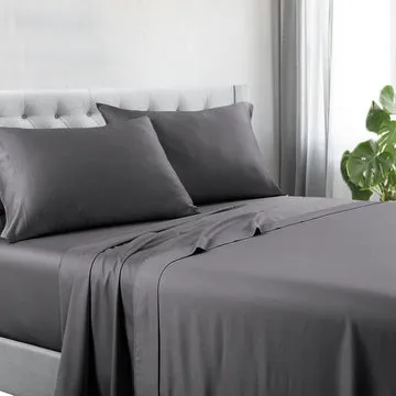 1200tc hotel quality cotton rich sheet set king single charcoal