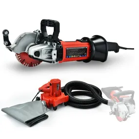 1700W Wall Chaser with Vacuum, 4 Diamond Blades - Baumr-AG