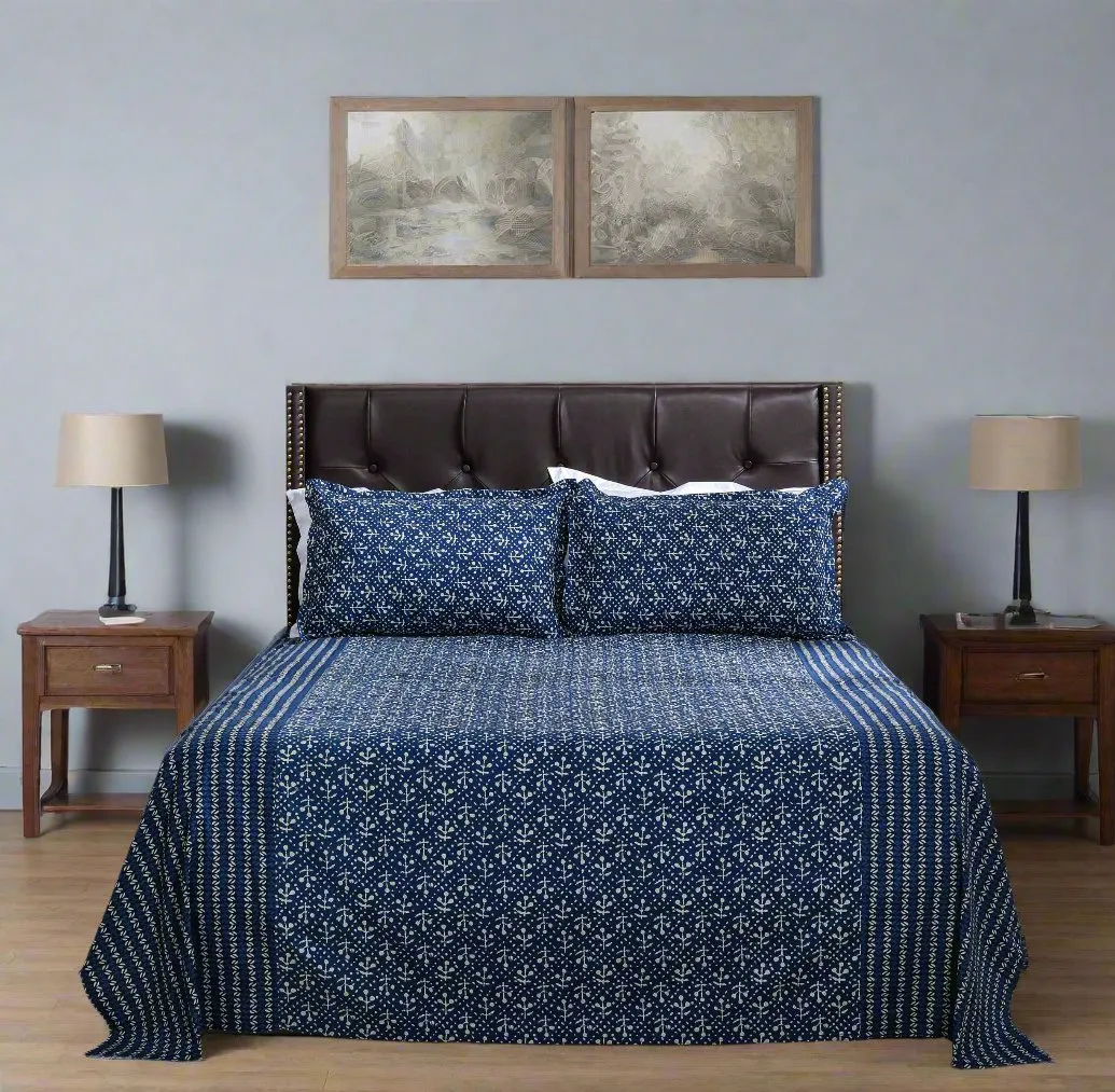 2 Indigo Boohti Cotton Bedsheet