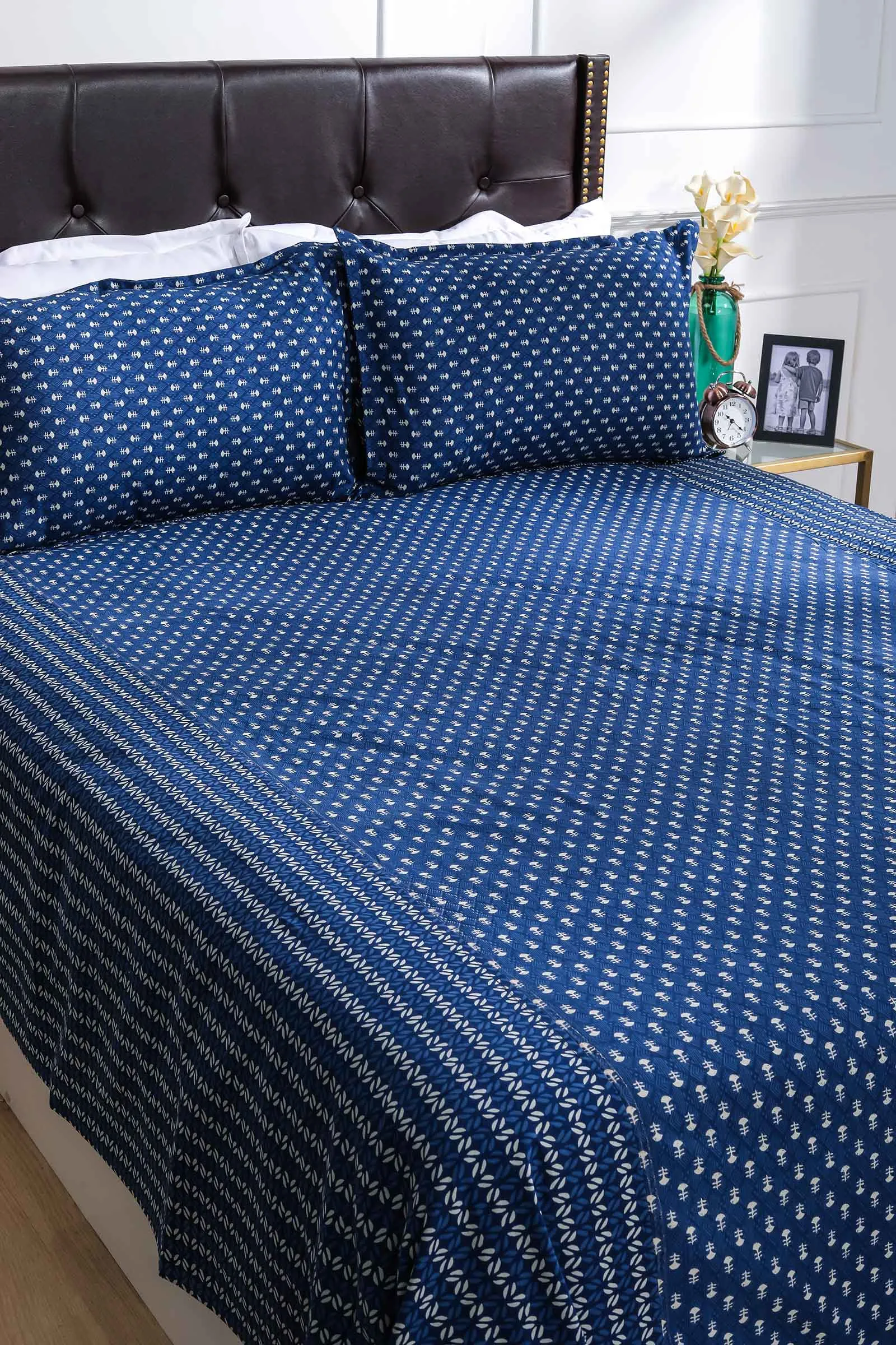 2 Indigo Boohti Cotton Bedsheet