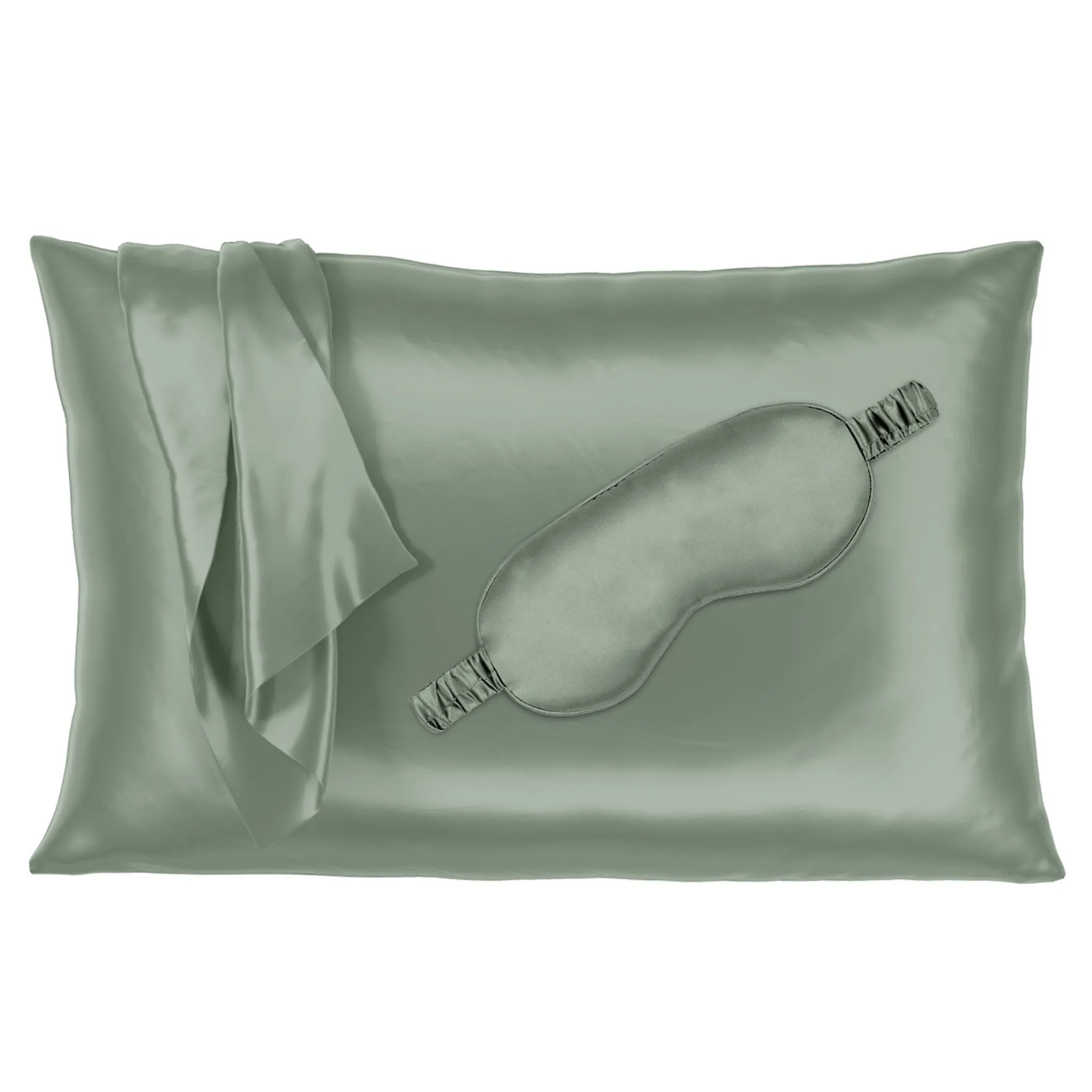 22 Momme Silk Pillowcase & Sleep Mask Gift Set - Sage