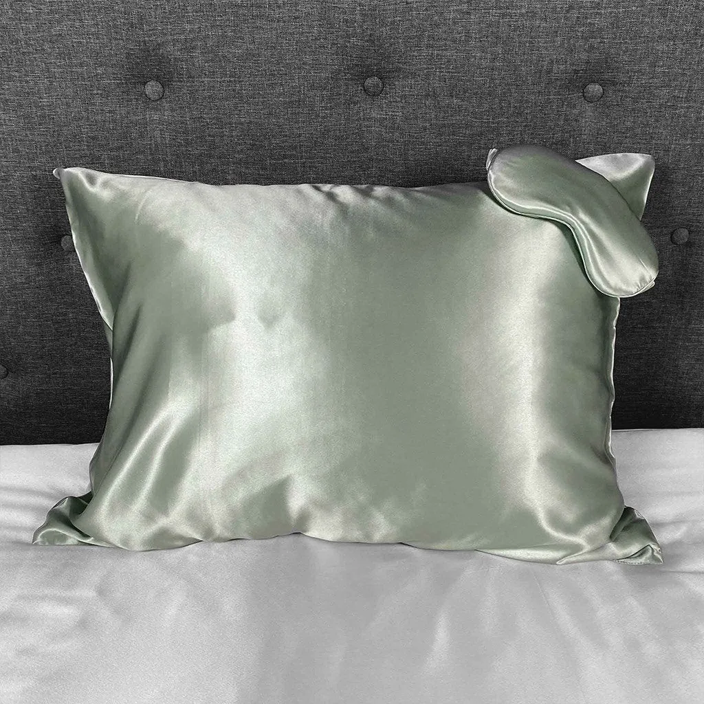 22 Momme Silk Pillowcase & Sleep Mask Gift Set - Sage