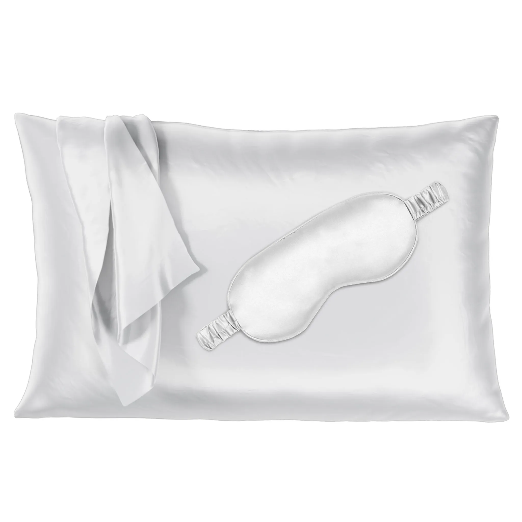 22 Momme Silk Pillowcase & Sleep Mask Gift Set - White