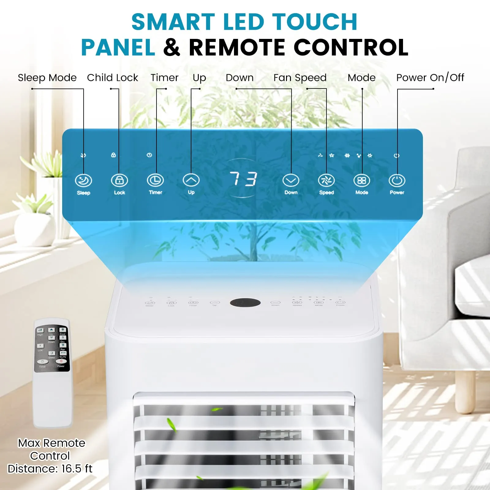 3-in-1 Air Cooler & Dehumidifier & Fan with 24H Timer, Child Lock for Living Room