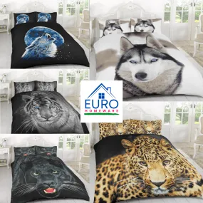 3D Effect Duvet Cover Quilt Bedding Set With Pillowcases Black and White Tiger SINGLE / DOUBLE / KING