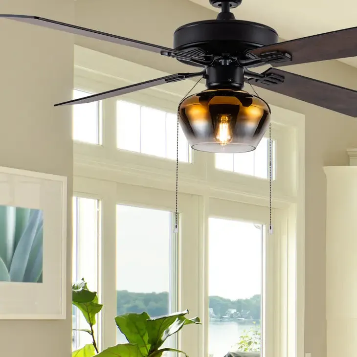 52"W Everett Black 4-Blade LED Ceiling Fan