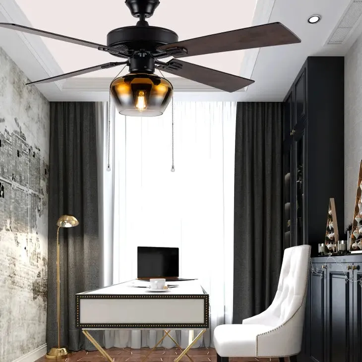 52"W Everett Black 4-Blade LED Ceiling Fan