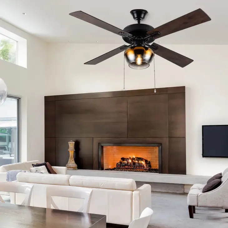 52"W Everett Black 4-Blade LED Ceiling Fan