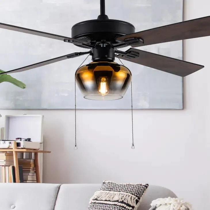 52"W Everett Black 4-Blade LED Ceiling Fan