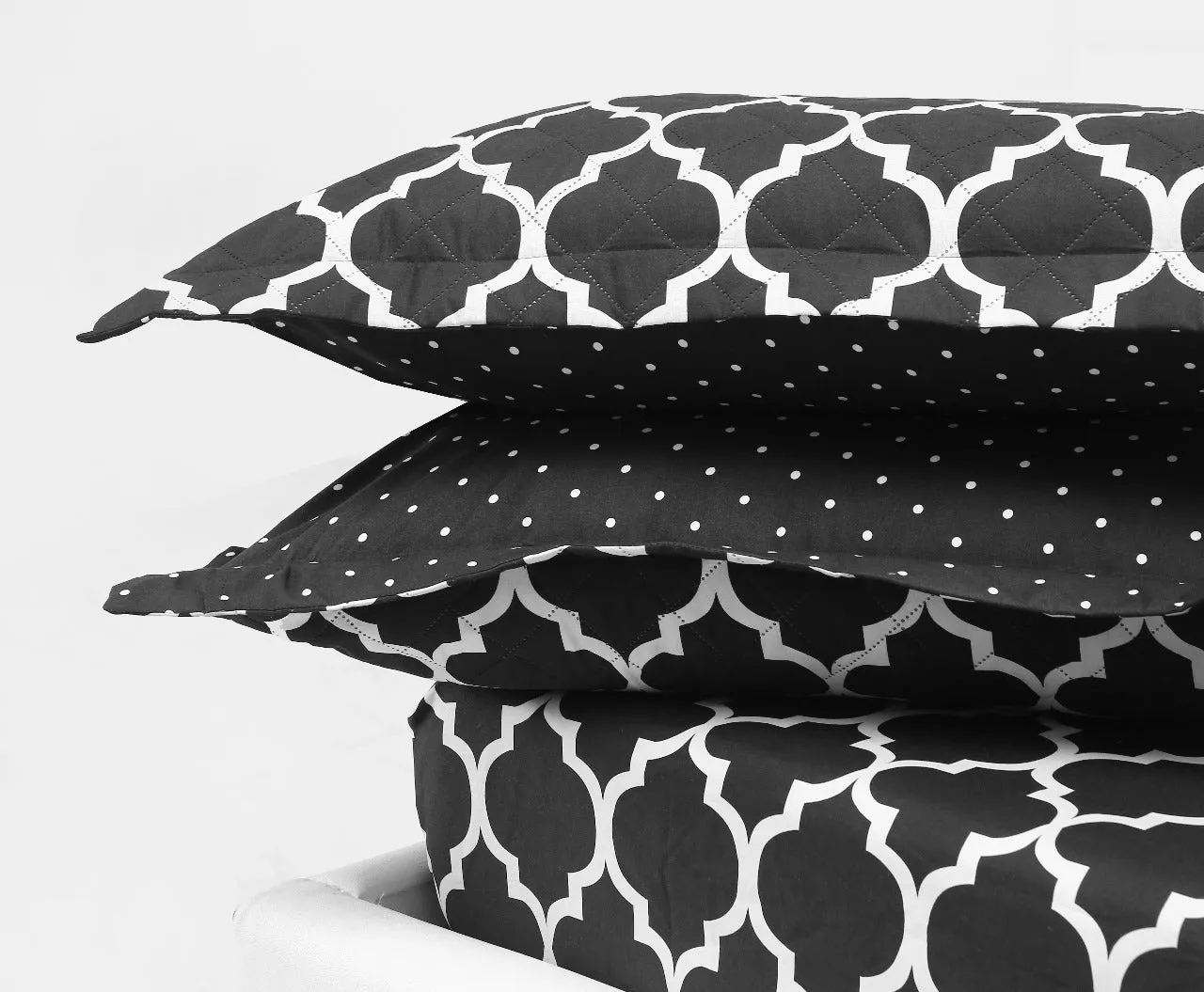 6 PCs Bed Spread Set-Black Geometric