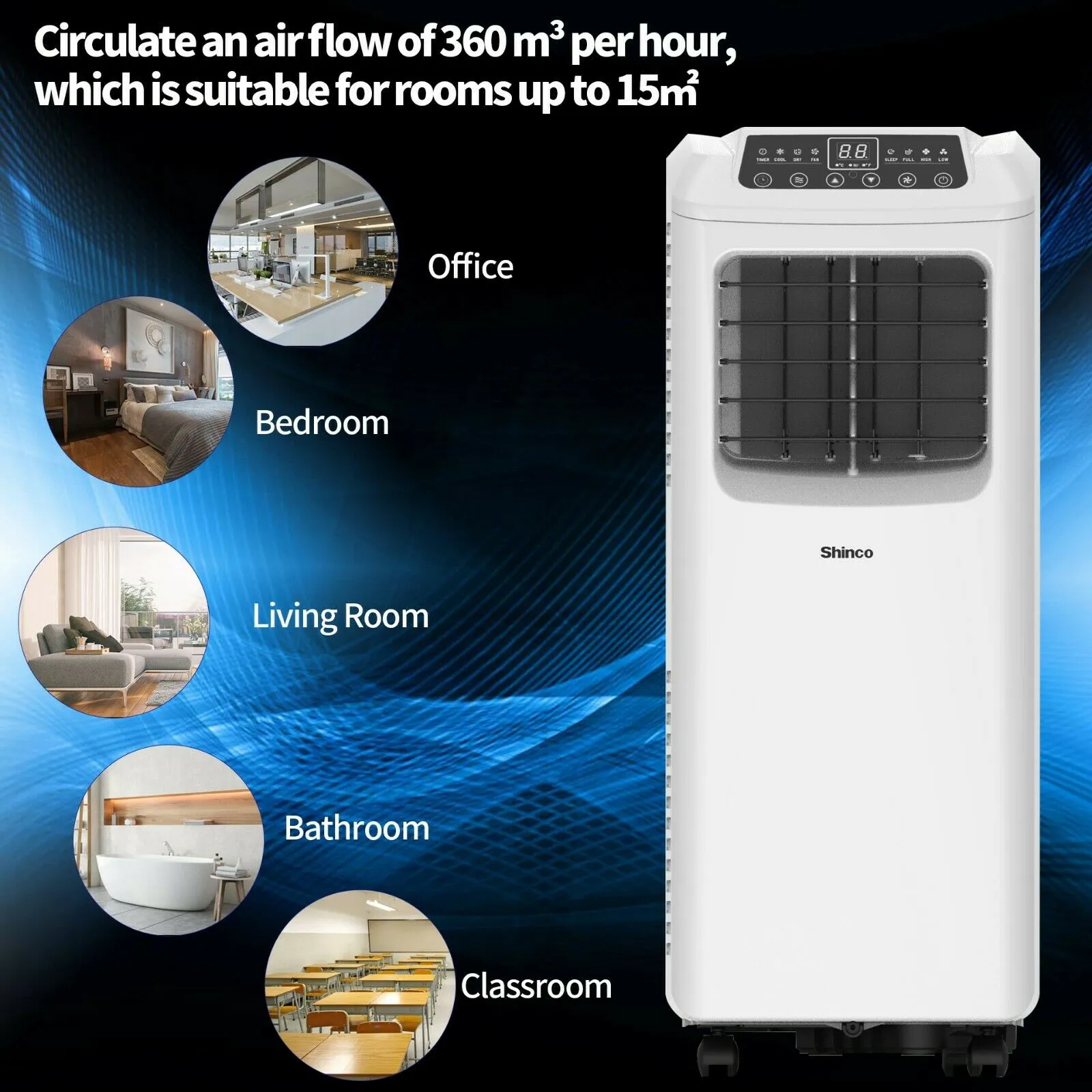 7000BTU 2.0kw Portable Air Conditioner Remote