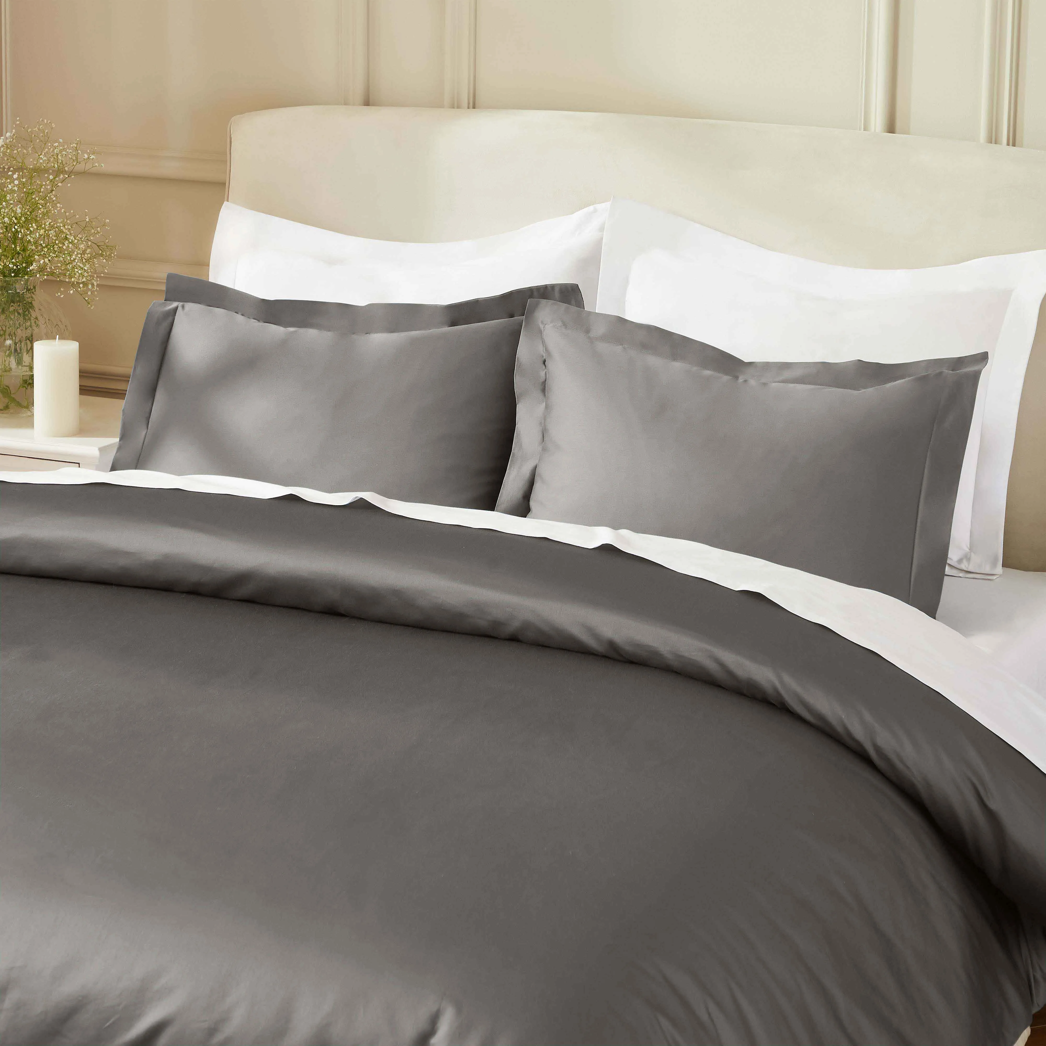 850 Thread Count Cotton Solid Luxury 3 Piece Duvet Cover Set