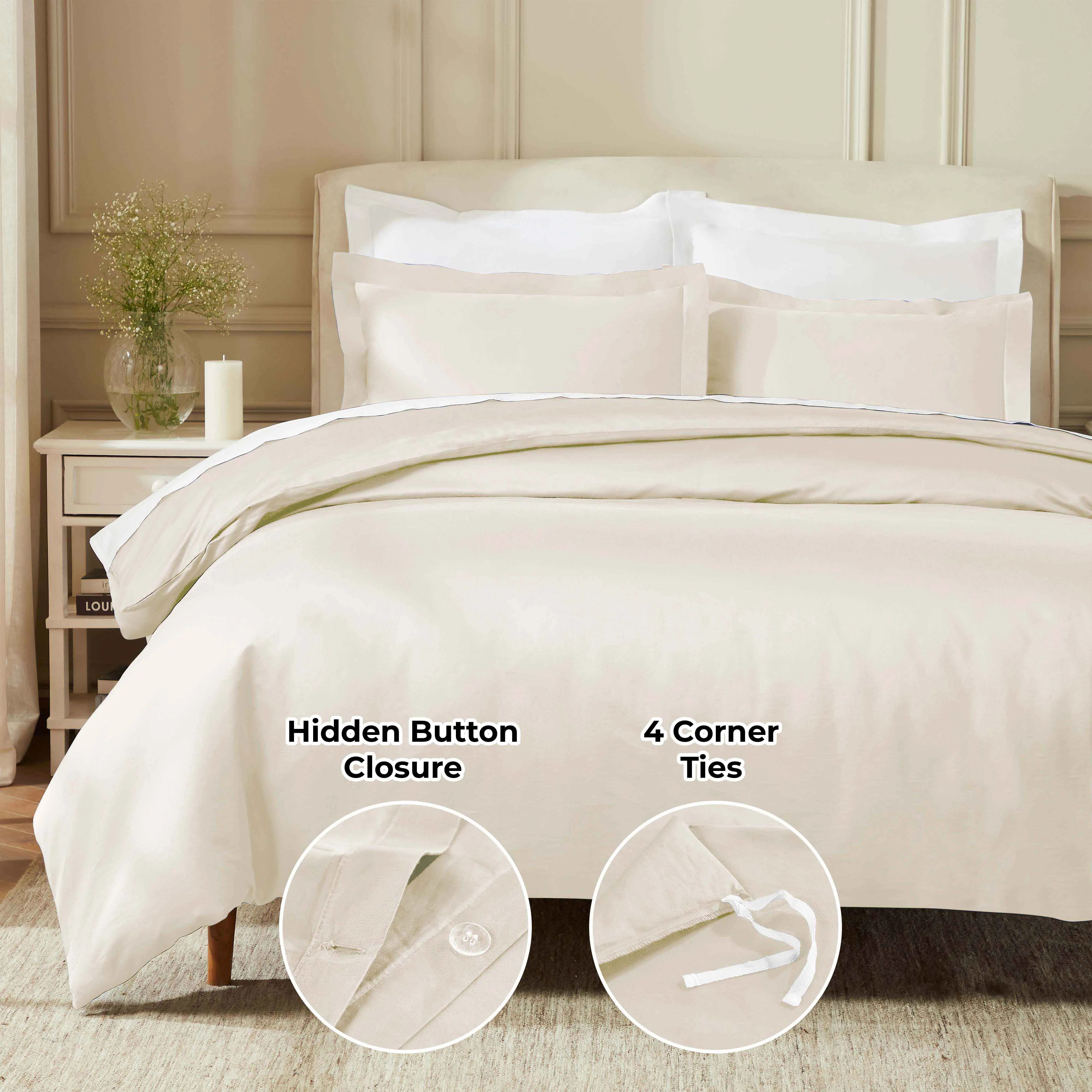 850 Thread Count Cotton Solid Luxury 3 Piece Duvet Cover Set