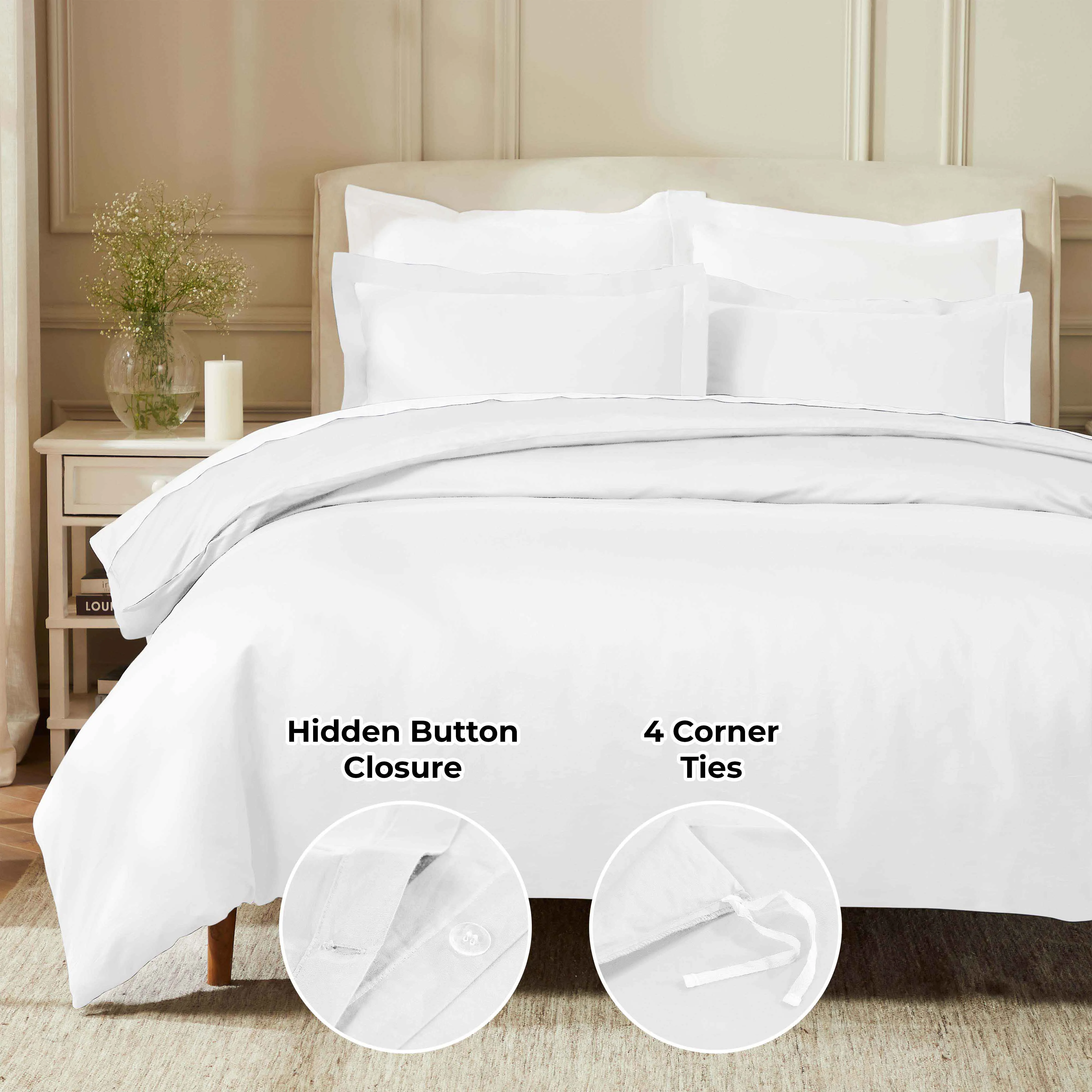 850 Thread Count Cotton Solid Luxury 3 Piece Duvet Cover Set