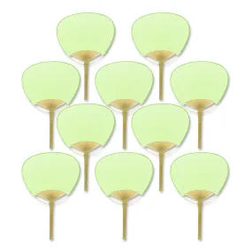 9" Light Lime Green Paddle Paper Hand Fans for Weddings (10 Pack)