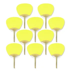 9" Yellow Paddle Paper Hand Fans for Weddings (10 Pack)