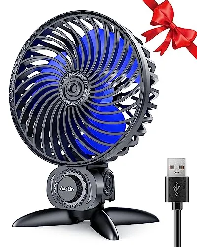 AaoLin 2 Pack USB Small Fan, Desk Fans with CVT Variable Speeds, Strong Cooling Airflow, Quiet Portable, Desktop Mini Personal Fan for Room, Home,Office, Bedroom-USB Powered