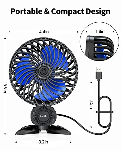 AaoLin 2 Pack USB Small Fan, Desk Fans with CVT Variable Speeds, Strong Cooling Airflow, Quiet Portable, Desktop Mini Personal Fan for Room, Home,Office, Bedroom-USB Powered