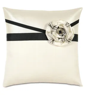 Abernathy Ivory Rose Throw Pillow Cover 18x18