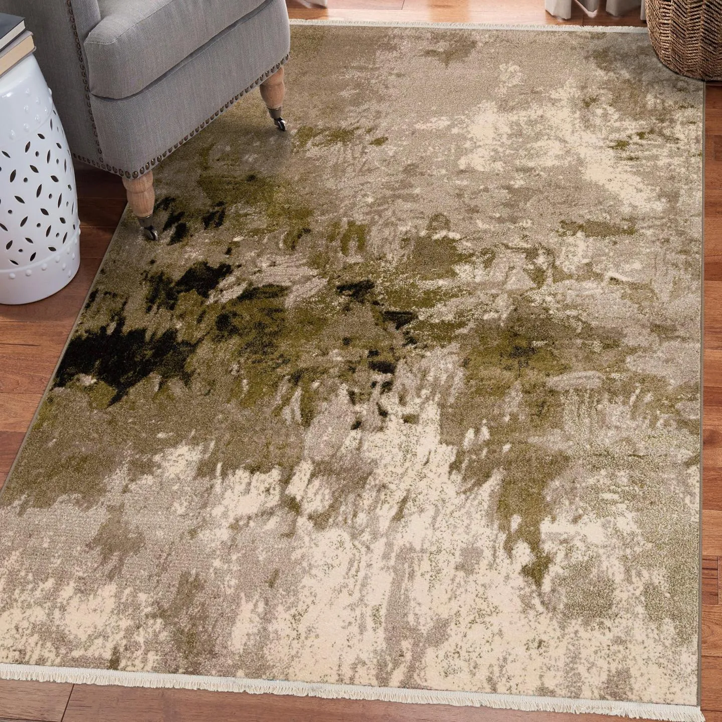 Abstract Fringe Area Rug