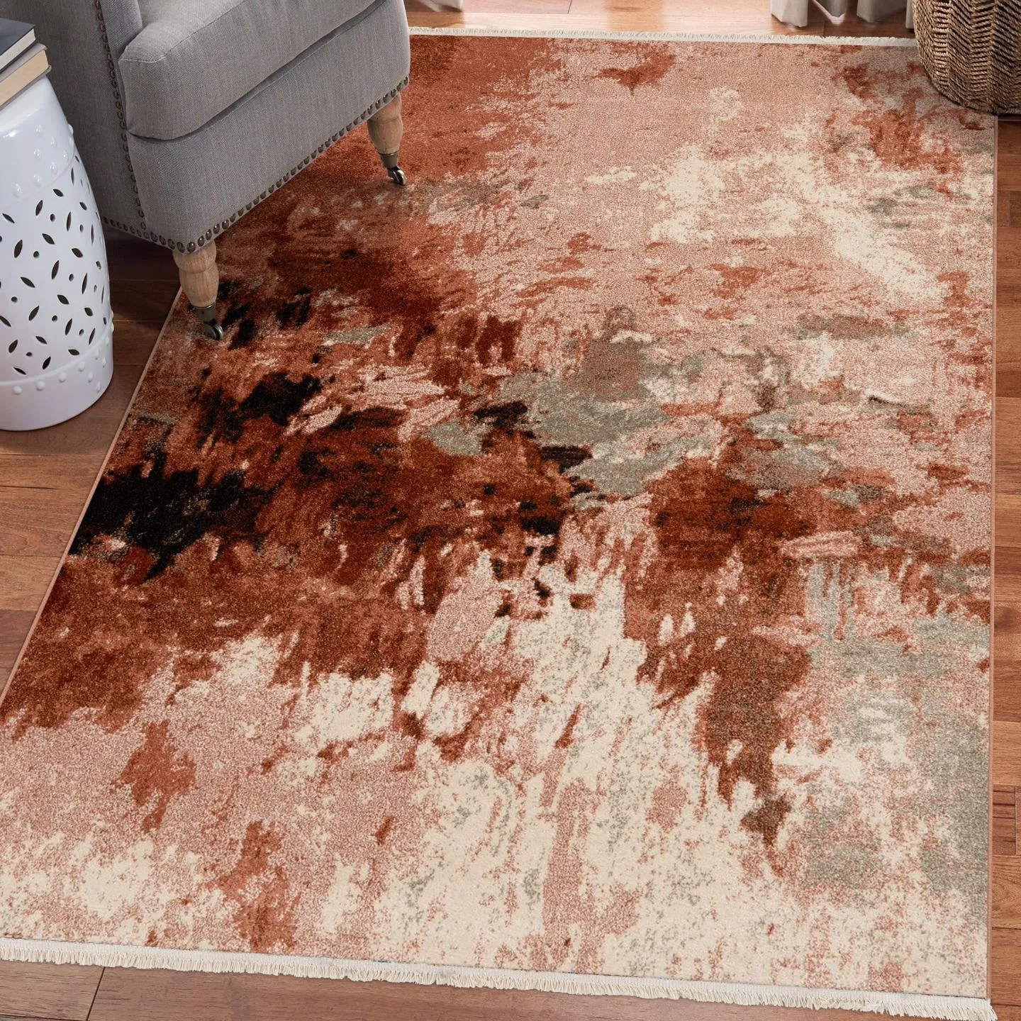 Abstract Fringe Area Rug