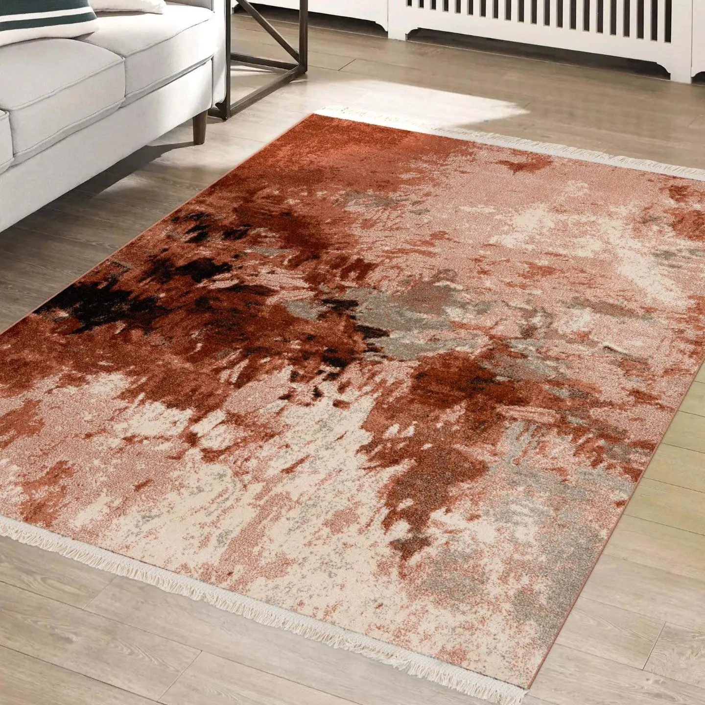 Abstract Fringe Area Rug