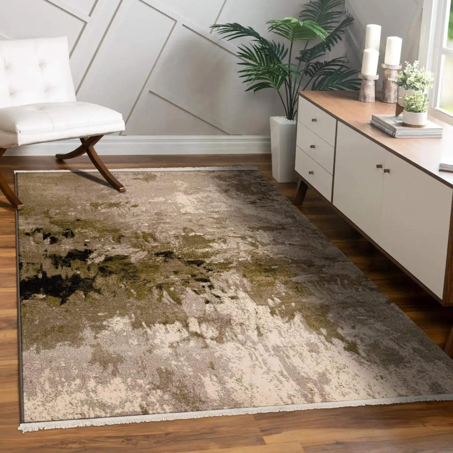 Abstract Fringe Area Rug