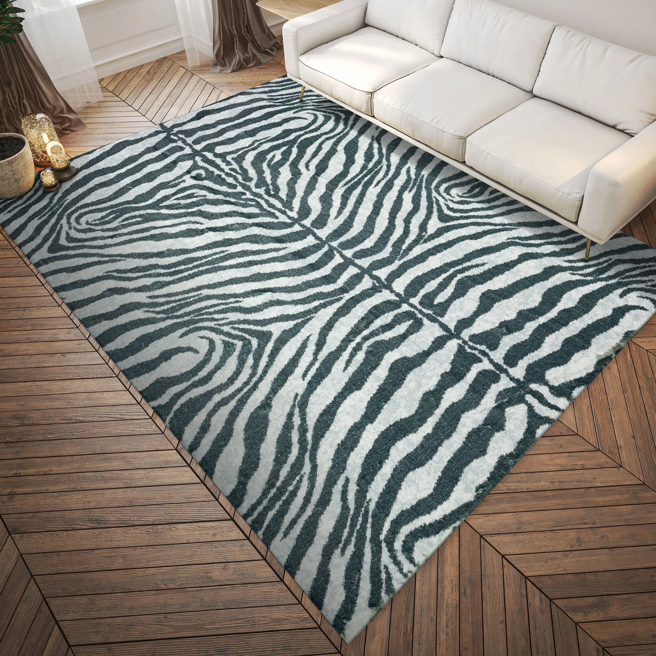 Akina Ultra-Soft 100% Polyester Shag Rug with Authentic Animal Print - Family & Pet Friendly Design