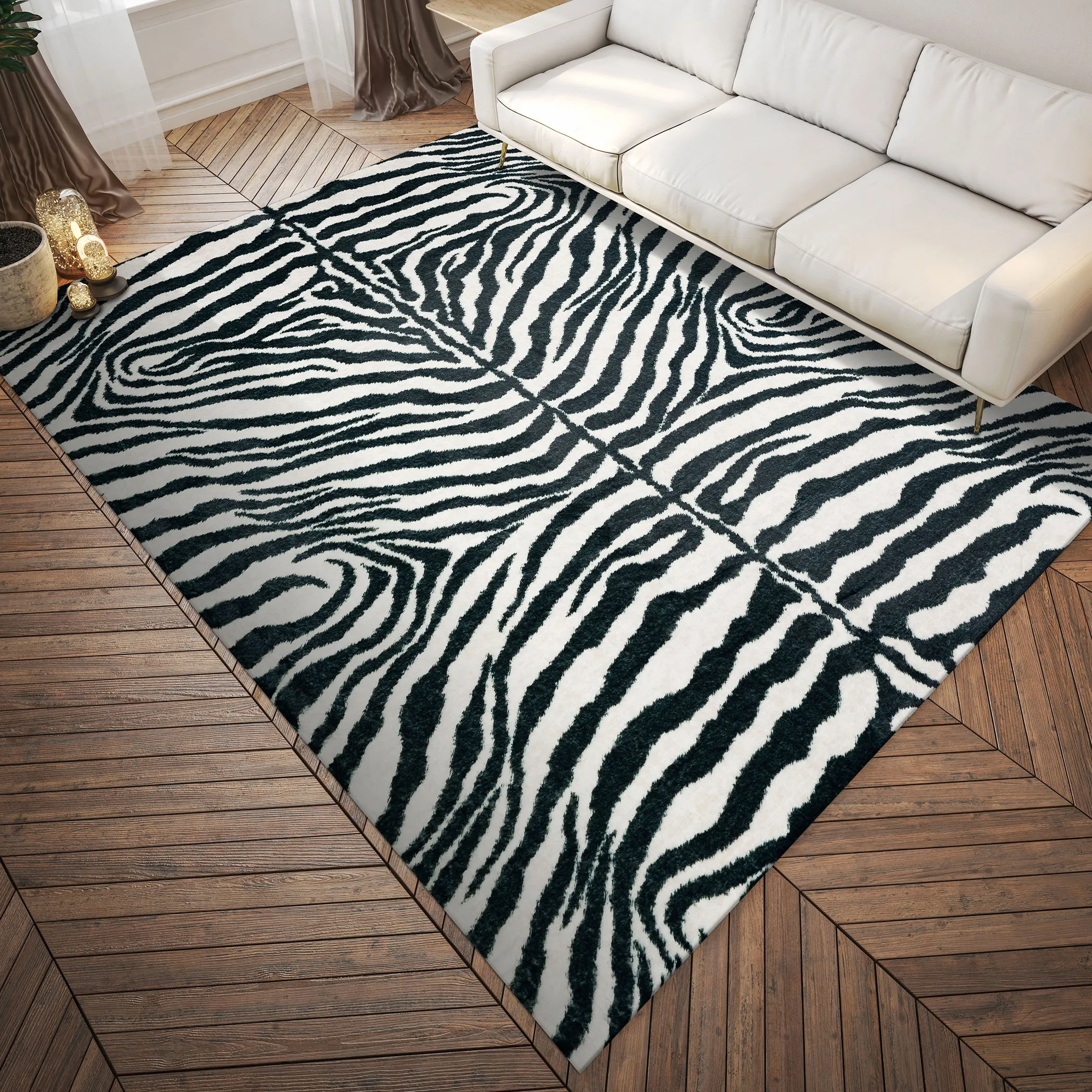 Akina Ultra-Soft 100% Polyester Shag Rug with Authentic Animal Print - Family & Pet Friendly Design