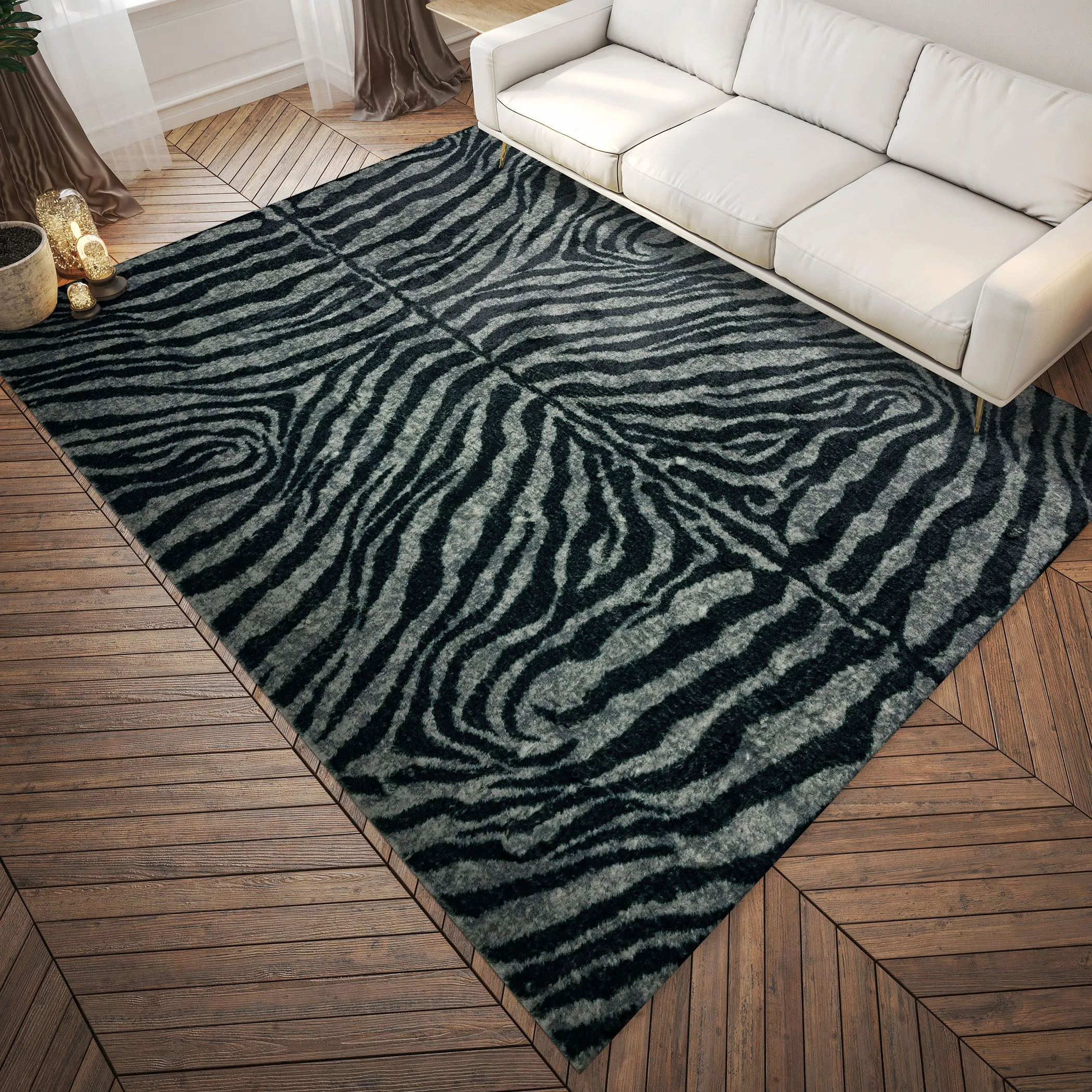 Akina Ultra-Soft 100% Polyester Shag Rug with Authentic Animal Print - Family & Pet Friendly Design