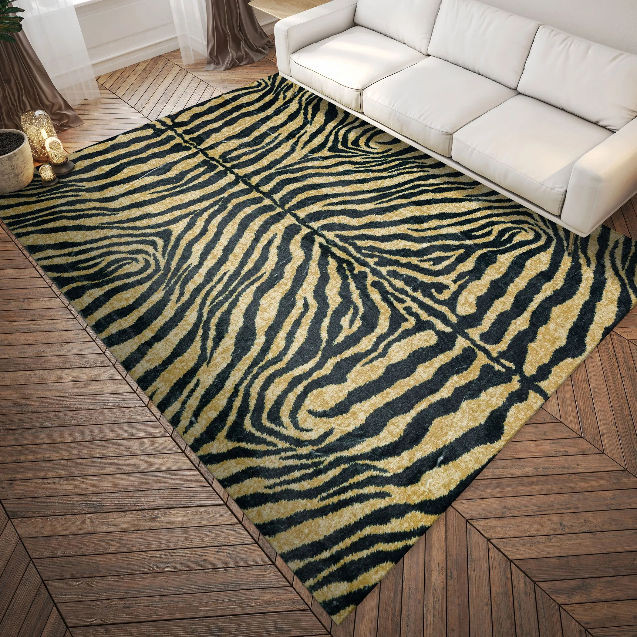 Akina Ultra-Soft 100% Polyester Shag Rug with Authentic Animal Print - Family & Pet Friendly Design