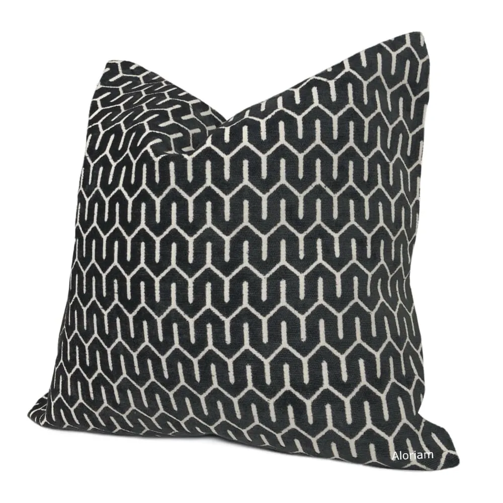 Albrecht Black Geometric Chenille Pillow Cover