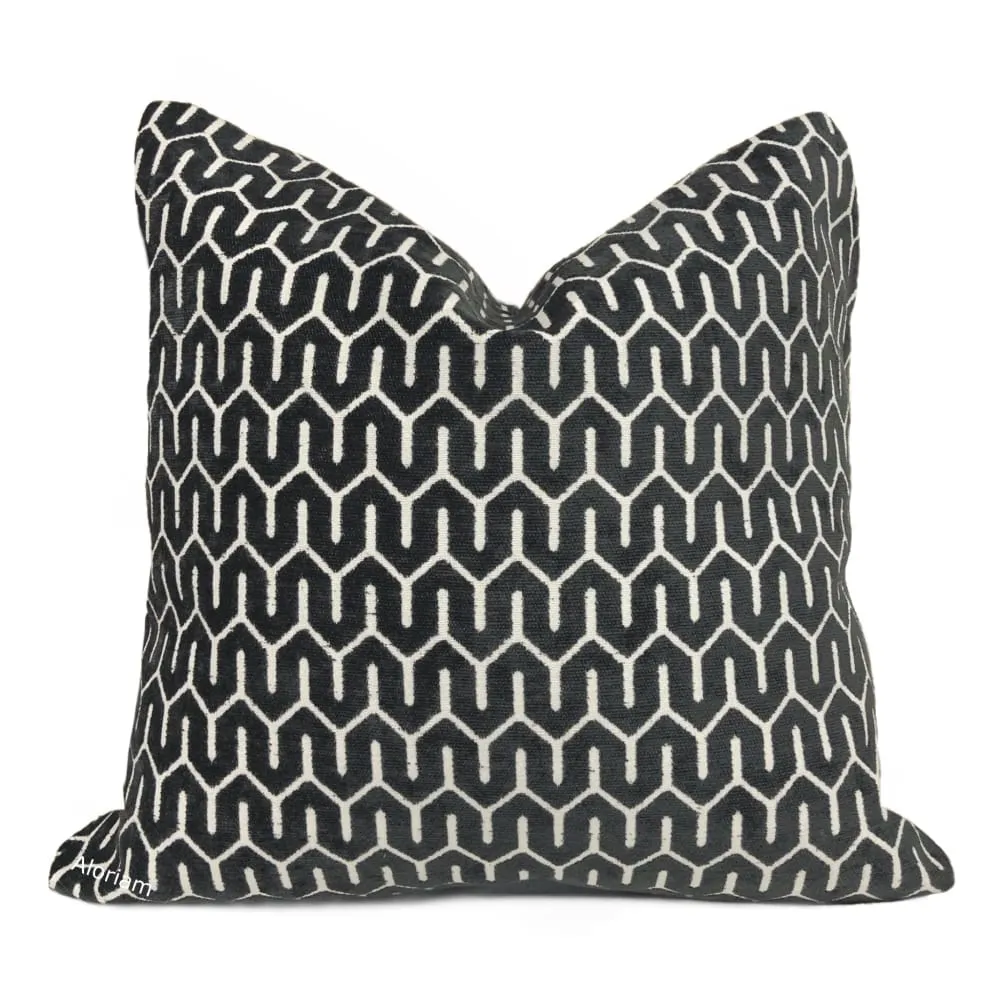 Albrecht Black Geometric Chenille Pillow Cover