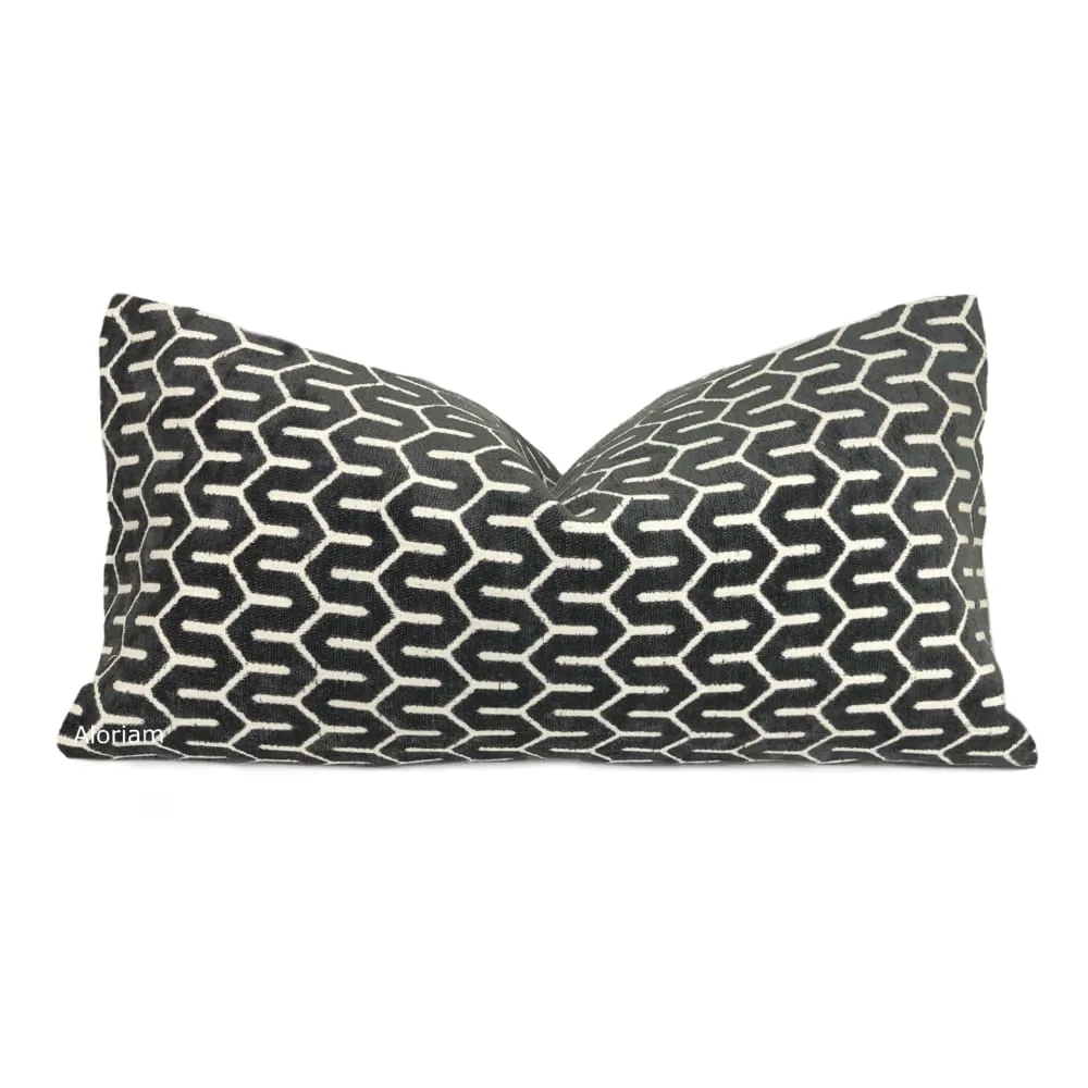 Albrecht Black Geometric Chenille Pillow Cover