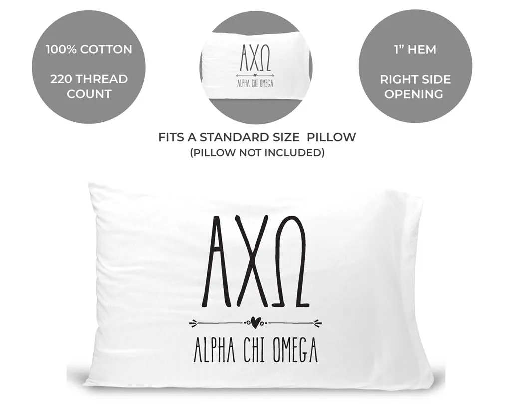 Alpha Chi Omega Boho Greek Letters and Name Pillowcase