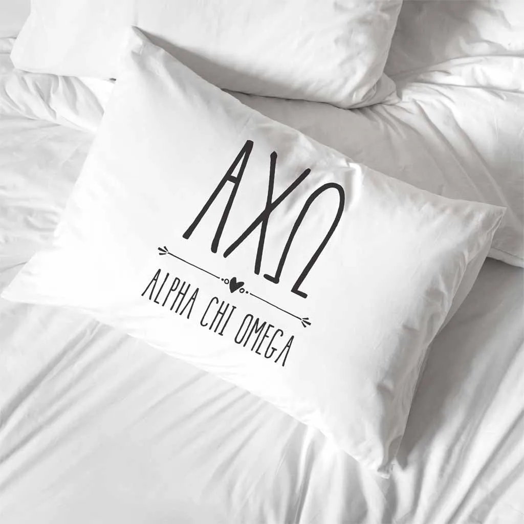 Alpha Chi Omega Boho Greek Letters and Name Pillowcase