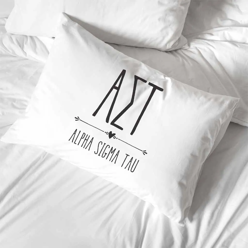 Alpha Sigma Tau Boho Greek Letters and Name Pillowcase