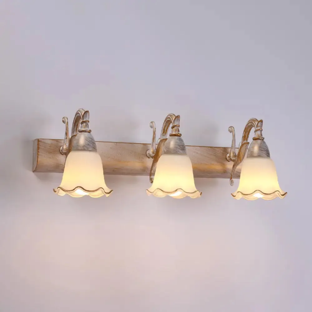 American Waterproof Bathroom Light Fixture with White Glass Shade - 2 Lights