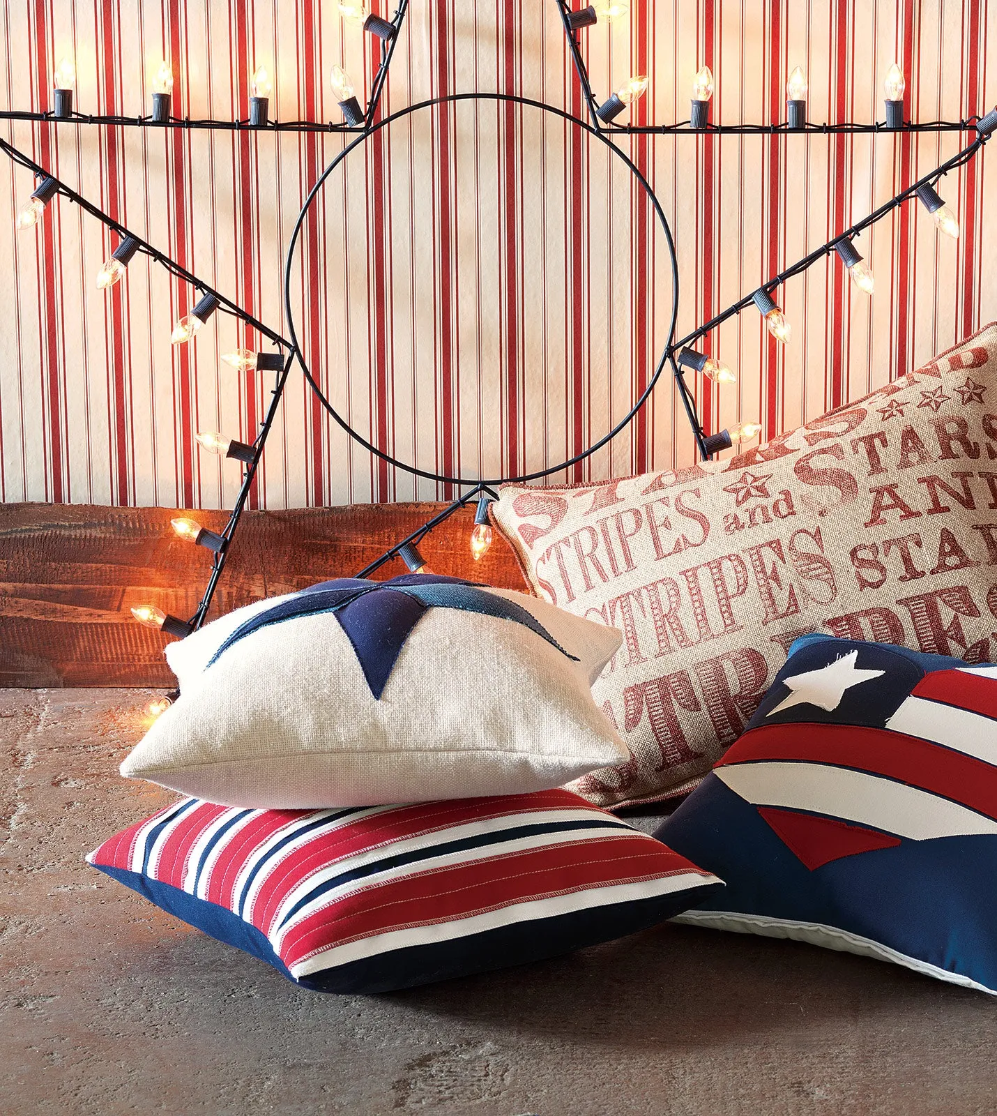 Americana Blue Star 'Home of the Brave' Throw Pillow Cover 18x18