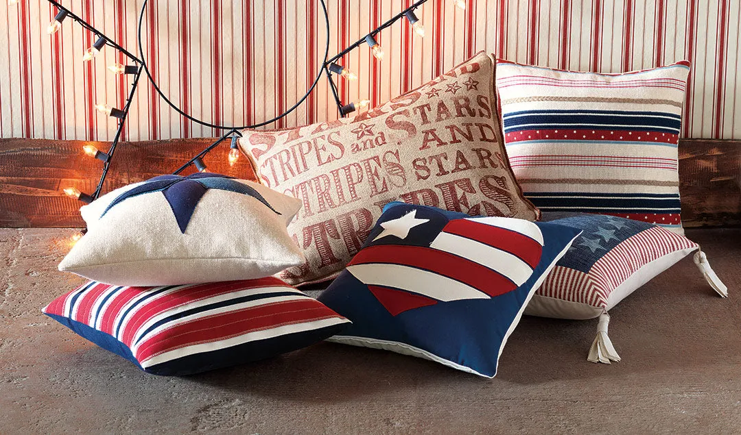 Americana Blue Star 'Home of the Brave' Throw Pillow Cover 18x18