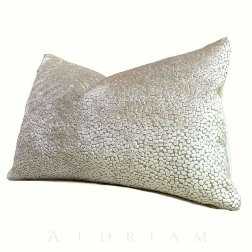 Ascott Natural Flax Cut Velvet Dots Pillow Cover