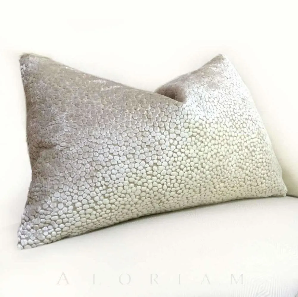 Ascott Natural Flax Cut Velvet Dots Pillow Cover